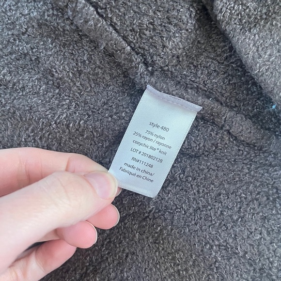 Barefoot Dreams Cozy Chic Lite Hooded Cardigan charcoal grey size medium - Picture 7 of 9